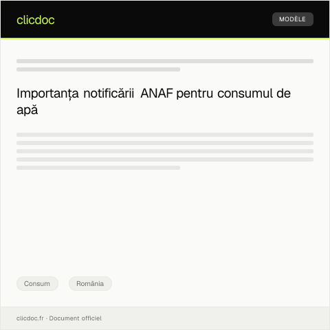 Document preview: Notificare asupra depășirii limitelor de consum pentru apă — Consum, România